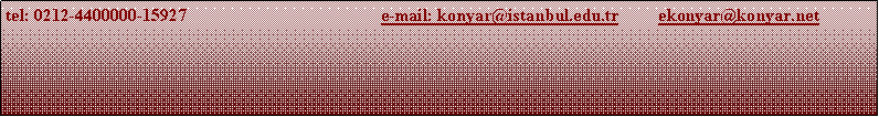 Metin Kutusu: tel: 0212-4400000-15927		                         e-mail: konyar@istanbul.edu.tr         ekonyar@konyar.net							